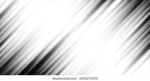 Fondo inclinado de semitono de Vector Abstractas con rayas granuladas. Textura punteada moderna y efecto de gradación tonal semitono de moda.