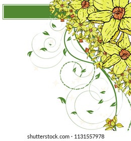 Abstract vector  hand drawing  Narcissus flower background. Flower invitation, save the date card template, abstract elegant pattern ector design editable. Floral design