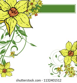 Abstract vector  hand drawing  Narcissus flower background. Flower invitation, save the date card template, abstract elegant pattern ector design editable. Floral design