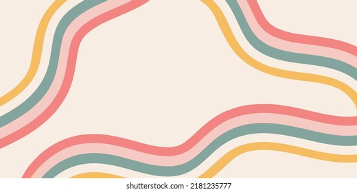 Abstract vector hand drawn background with copy space and pastel colored stripes. Trendy panoramic template for design banner, advertisements, presentations, discounts, sale, social media