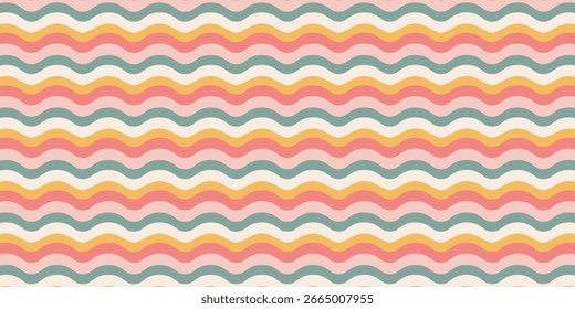 Abstract vector hand drawn background with copy space and pastel colored stripes. Trendy panoramic template for design banner, advertisements, presentations, discounts, sale, social media