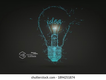 Abstract vector hand drawn broken light bulb.symbol of ideas.