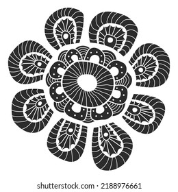 Abstract vector hand drawn doodle modern flower. Floral sketch decorative element.