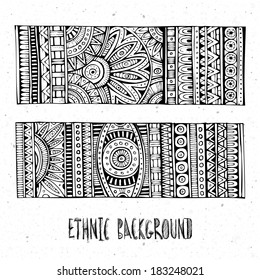 Abstract vector hand drawn ethnic pattern cards