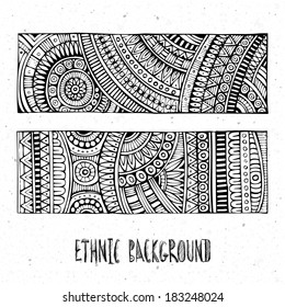 Abstract vector hand drawn ethnic pattern cards