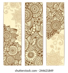 Abstract vector hand drawn ethnic grunge pattern card set. Series of image Template frame design for card.