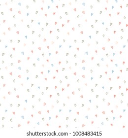 Abstract vector hand drawn hearts seamless pattern, grunge texture. Valentine's day background for print, wrapping paper, textile design, wedding cards etc.