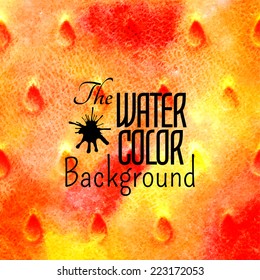 Abstract vector hand drawn red orange yellow color watercolor background, stain colors on wet paper