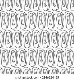 Abstract vector hand drawn seamless pattern. Rounded outline shapes with a hole inside. Repeating ornament. Black and white background. For wrapping, paper cover, textile, fabric, cloth.