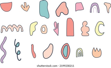 Abstract vector hand drawn shapes. Modern vector icon design template