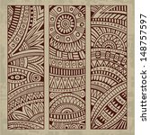 Abstract vector hand drawn vintage ethnic pattern card set. Part 2