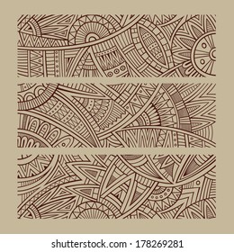 Abstract vector hand drawn vintage ethnic banners