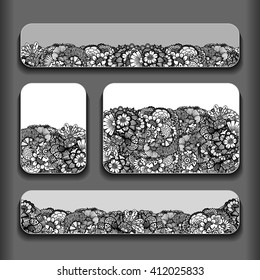 Abstract vector hand drawn vintage ethnic pattern card set