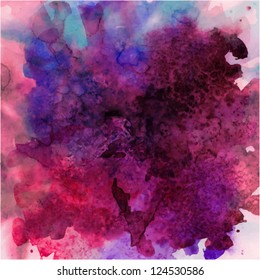 abstract vector hand drawn watercolor background, stain watercolors colors wet on wet paper