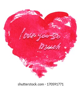 Abstract vector hand drawn watercolor heart. Valentine's background.