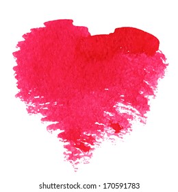 Abstract vector hand drawn watercolor heart. Valentine's background.