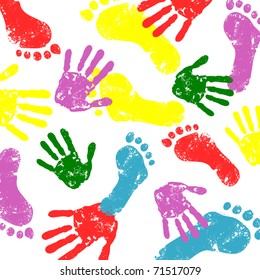 abstract vector hand and foot prints background