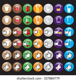Abstract vector hand icons with drinks isolated.