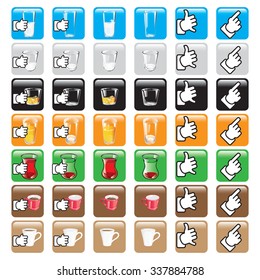Abstract vector hand icons with drinks isolated. Vector, illustration.