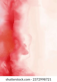 Abstract vector hand-drawn red watercolor background. Red color template. There is blank place for your design. Vector illustration.