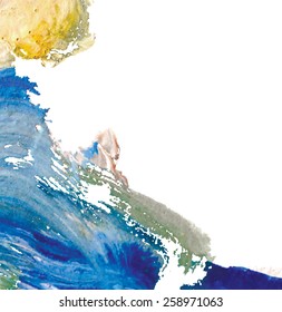 Abstract vector hand-drawn watercolor background. Colourful template. There is blank place for your text.