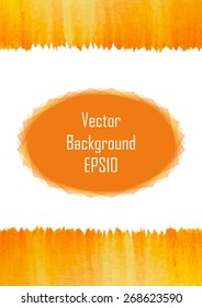 Abstract vector hand-drawn watercolor background. Yellow and orange.