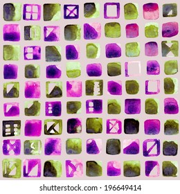 Abstract vector hand-painted square backgrounds. Colorful seamless backdrop. Hand made technique image of square format.