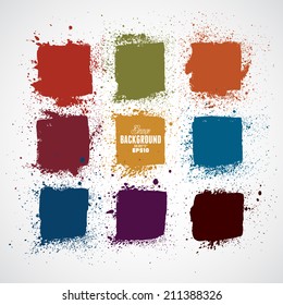 Abstract vector hand-painted square backgrounds