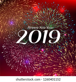 Abstract vector Happy new year 2019 celebration firework background