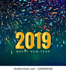 Abstract vector Happy new year 2019 celebration background