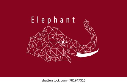 Abstract vector. head Elephant style of low poly. Polygonal geometry animal