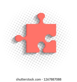 Abstract vector header design with puzzle piece in living coral color.