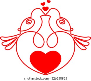 Abstract vector heart with birds. Element for design.