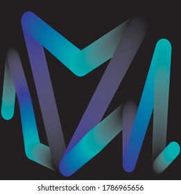 Abstract vector of a heart shaped cardiogram in green, blue and purple.