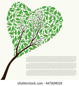 Abstract vector heart shaped green tree