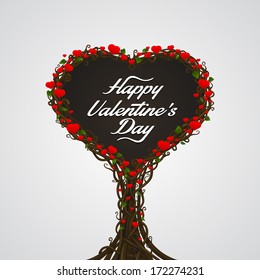 Abstract vector heart shaped tree background, Heart tree sign, Happy Valentine's day, Vector illustration