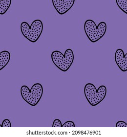 Abstract vector hearts seamless pattern. Valentine's Day love theme, vector hand drawn illustration