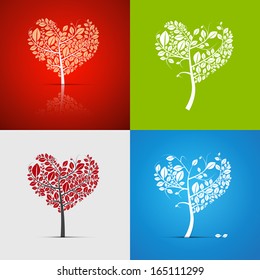 Abstract Vector Heart-Shaped Tree Set