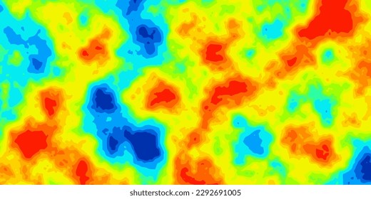 Abstract vector heat map of hot and cold distribution on landscape. Infrared thermographic background. Global warming concept. Data of temperature scanner