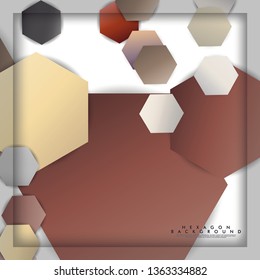 abstract vector hexagon background with color stone and brick gradient and shadow