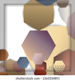 abstract vector hexagon background with color stone and brick gradient and shadow