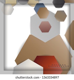 abstract vector hexagon background with color stone and brick gradient and shadow