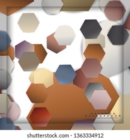 abstract vector hexagon background with color stone and brick gradient and shadow