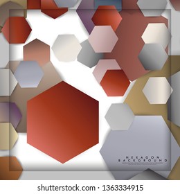 abstract vector hexagon background with color stone and brick gradient and shadow