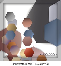 abstract vector hexagon background with color stone and brick gradient and shadow