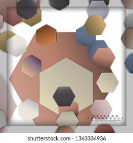 abstract vector hexagon background with color stone and brick gradient and shadow