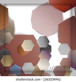 abstract vector hexagon background with color stone and brick gradient and shadow