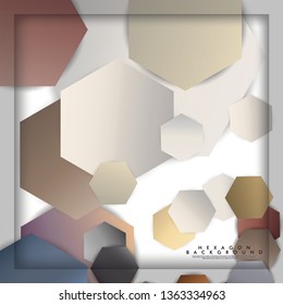 abstract vector hexagon background with color stone and brick gradient and shadow