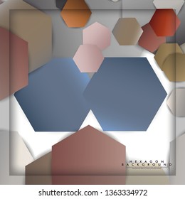 abstract vector hexagon background with color stone and brick gradient and shadow