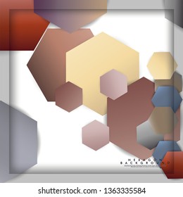 abstract vector hexagon background with color stone and brick gradient and shadow